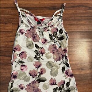 Floral Strappy Top - Pink and White